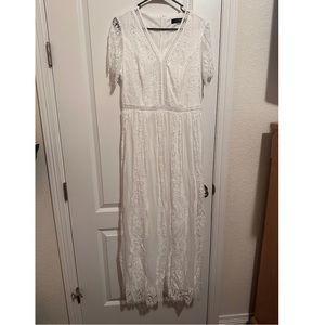 Women's V Neck Short Sleeve Floral Lace dress